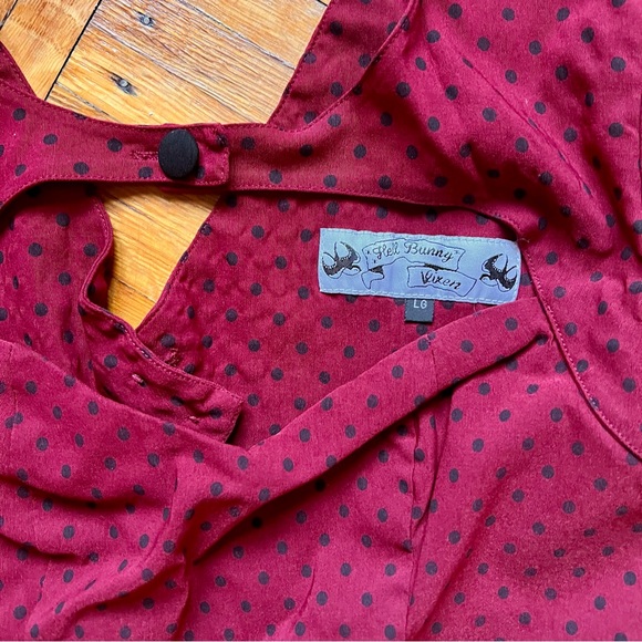 Hell Bunny Burgundy & Black Sandy Pencil Dress - Picture 5 of 6